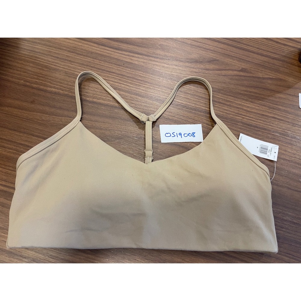 Old Navy Active Womens PowerSoft Adjustable T-Back Sports Bra Beige Tan Sz M